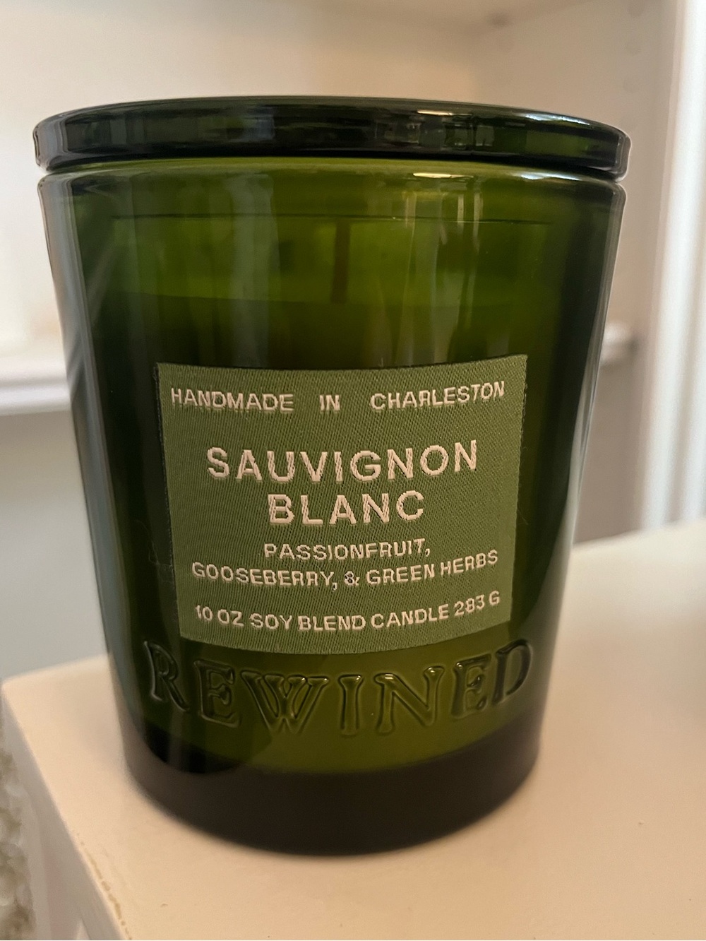 Rewined Sauvignon Blanc Scented Soy Candle 10 oz Glass Jar w Lid Boujee Gift